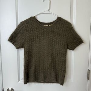 Vintage Tailor B Moss Angora Blend Olive Green Cable Knit Sweater